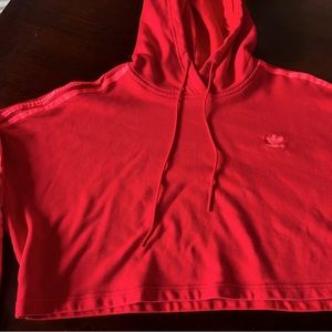 Cherry Red Adidas Cropped Hoodie